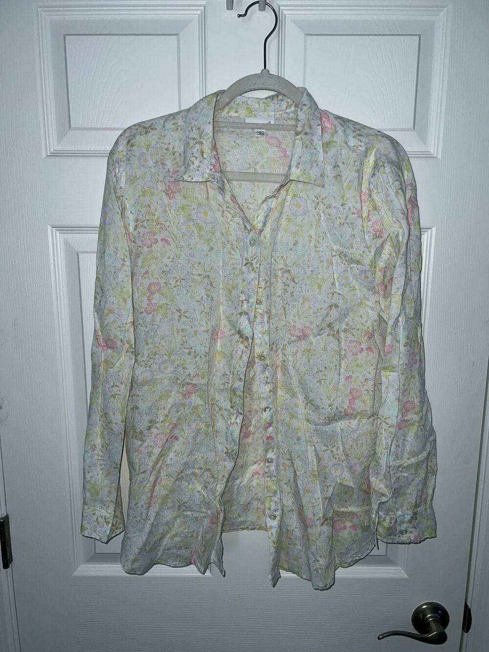J.Jill love linen pastels floral print long sleeve blouse medium